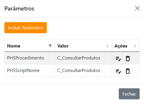 Imagem dos parâmetros de integração